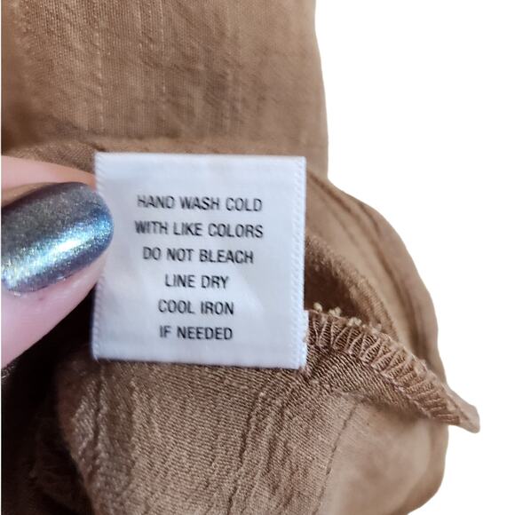 Sami & Jo Basic Round Neck Short Sleeve Textured Brown Blouse Rayon Size XL - Picture 9 of 9